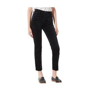 AG Adriano Goldschmied The Isabelle Straight Crop Black Velvet Jeans Size 29R